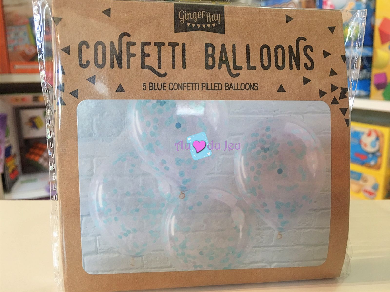 5 Ballons Confetti Bleu
