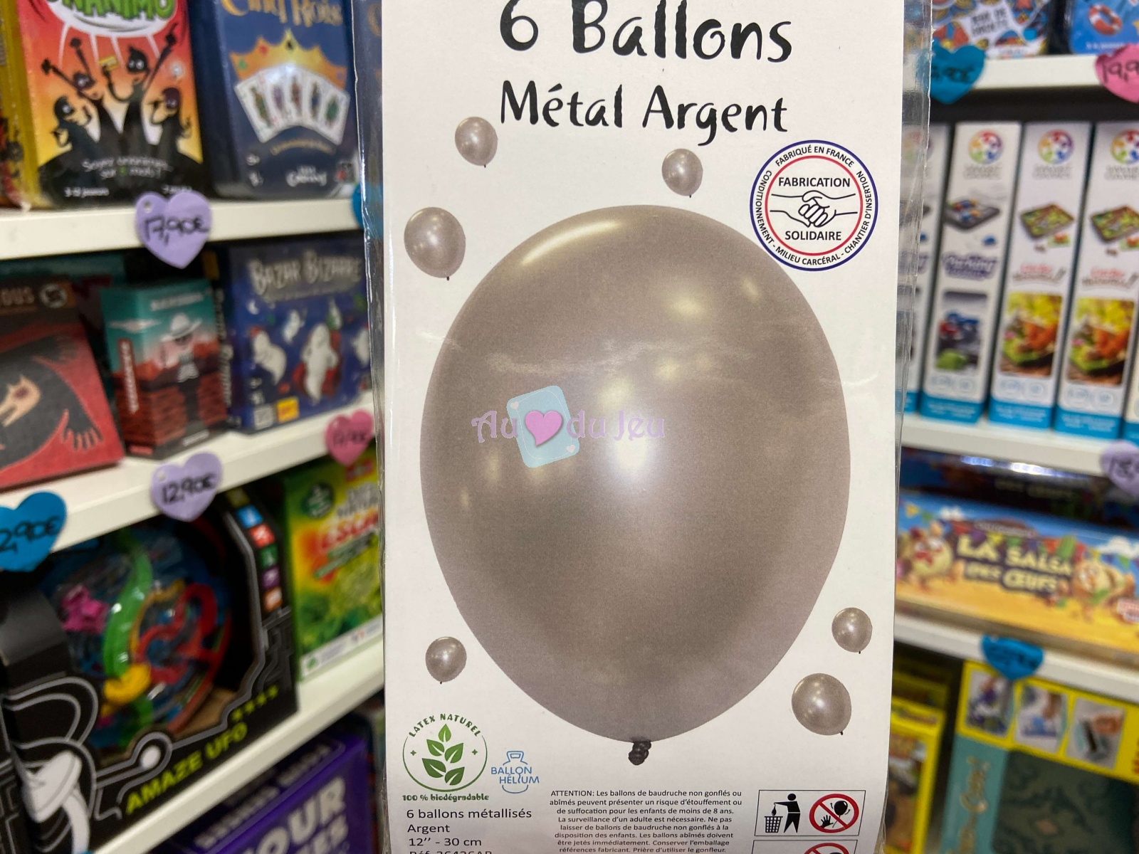 6 Ballons Métal Argent 12''