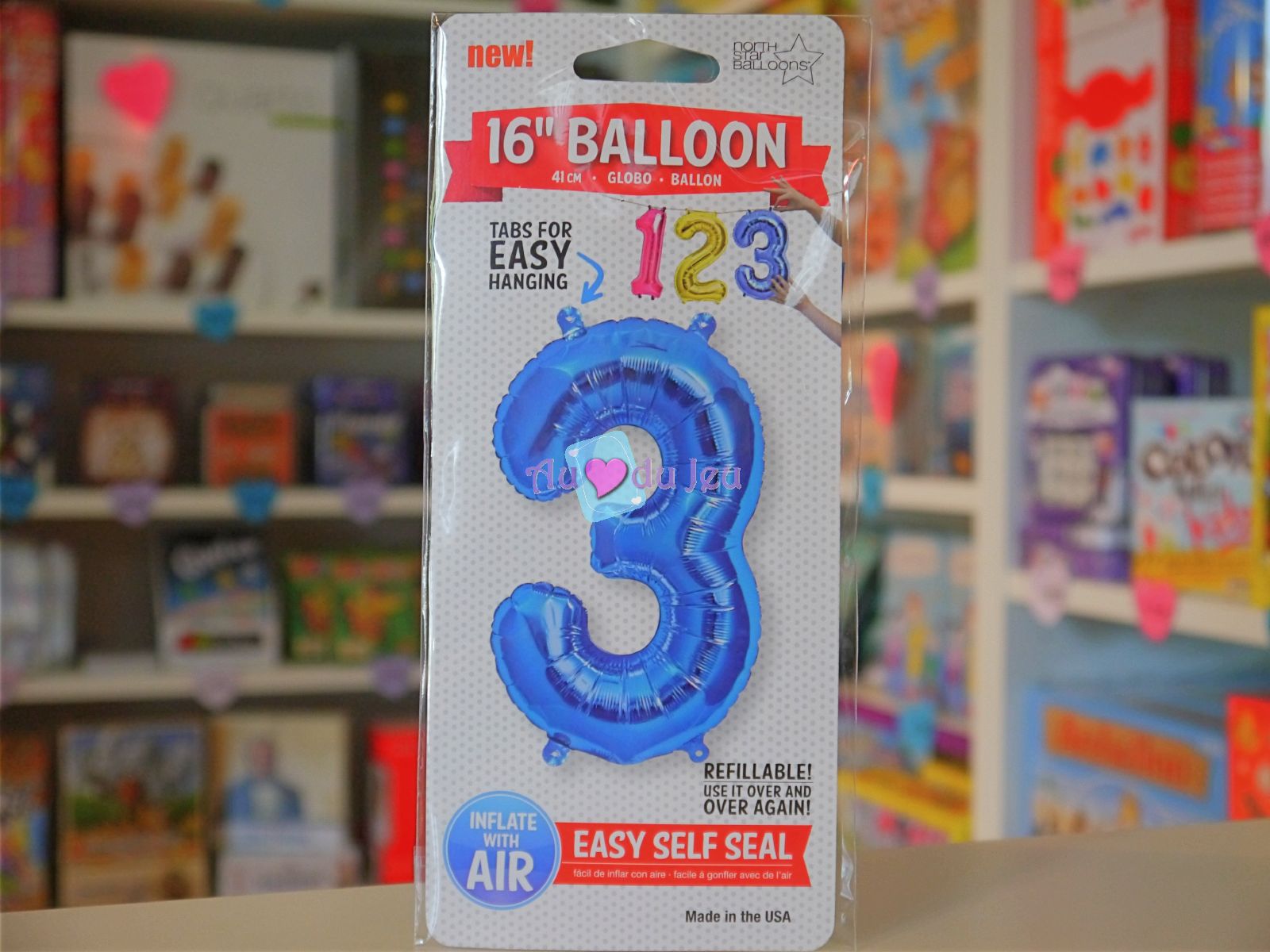Ballon Chiffre 3 Bleu à Air