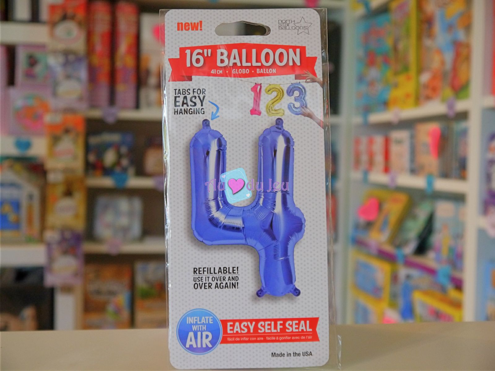 Ballon Chiffre 4 Bleu à Air