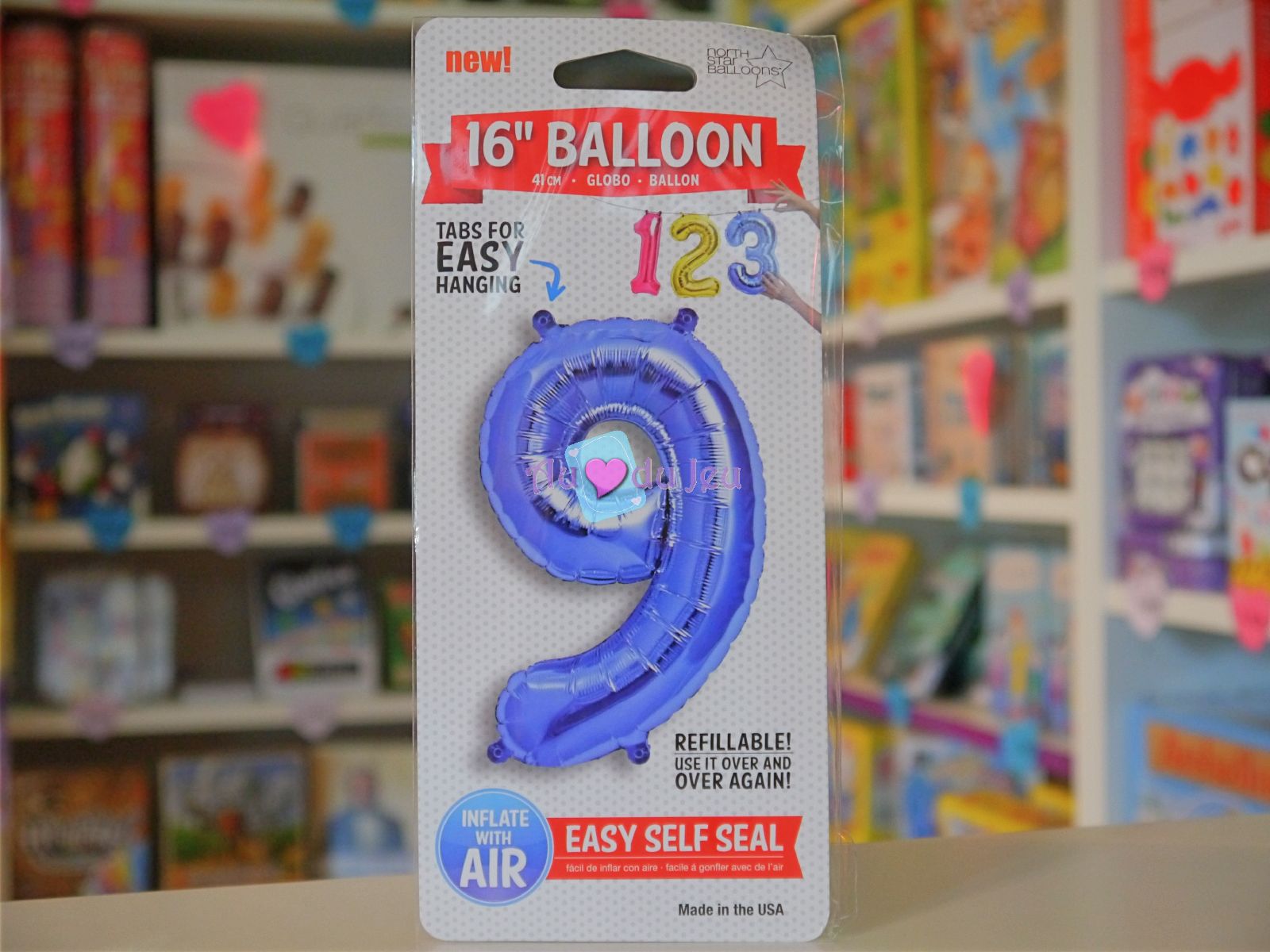 Ballon Chiffre 9 Bleu à Air