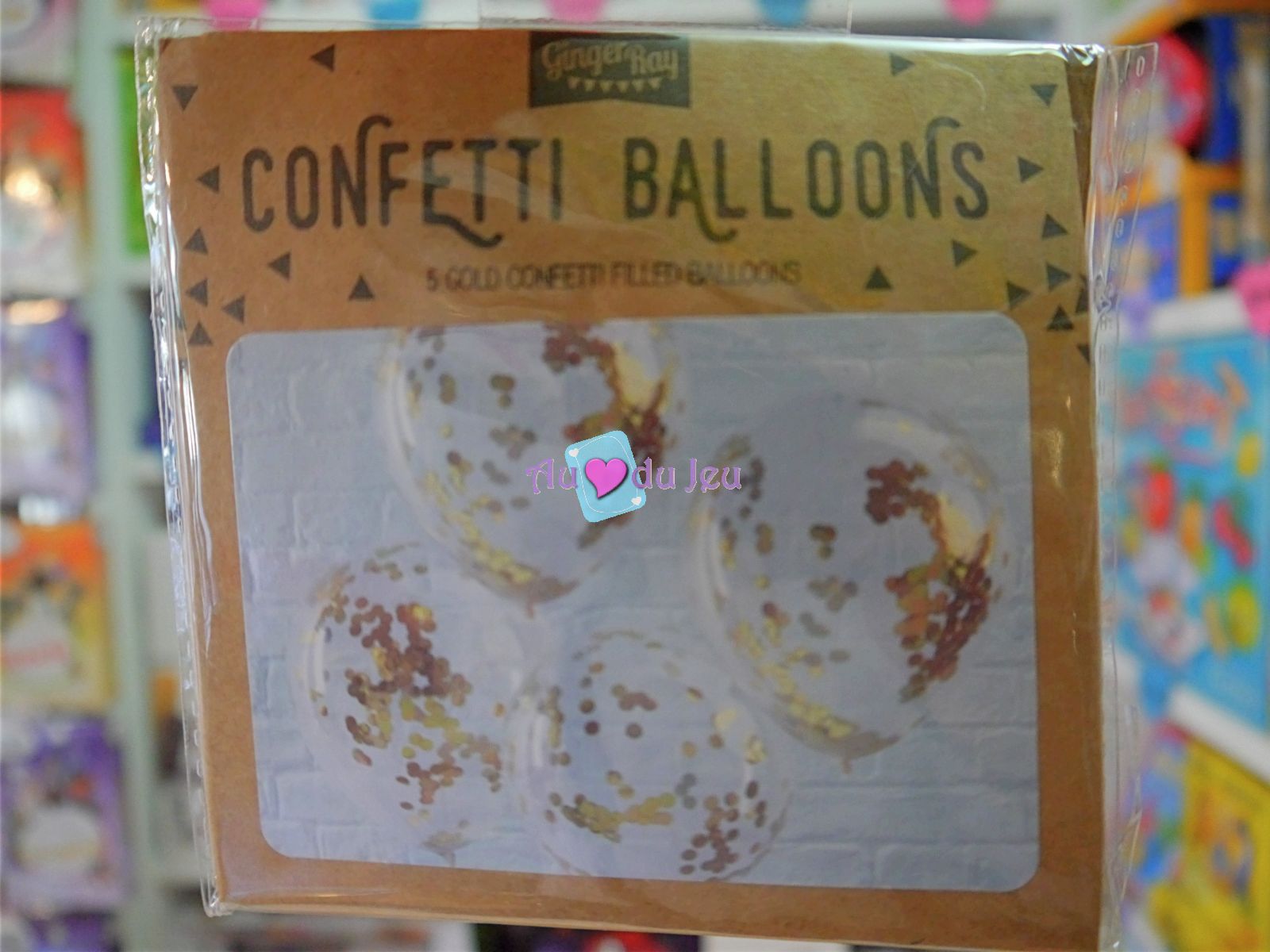 5 Ballons Confetti Or 