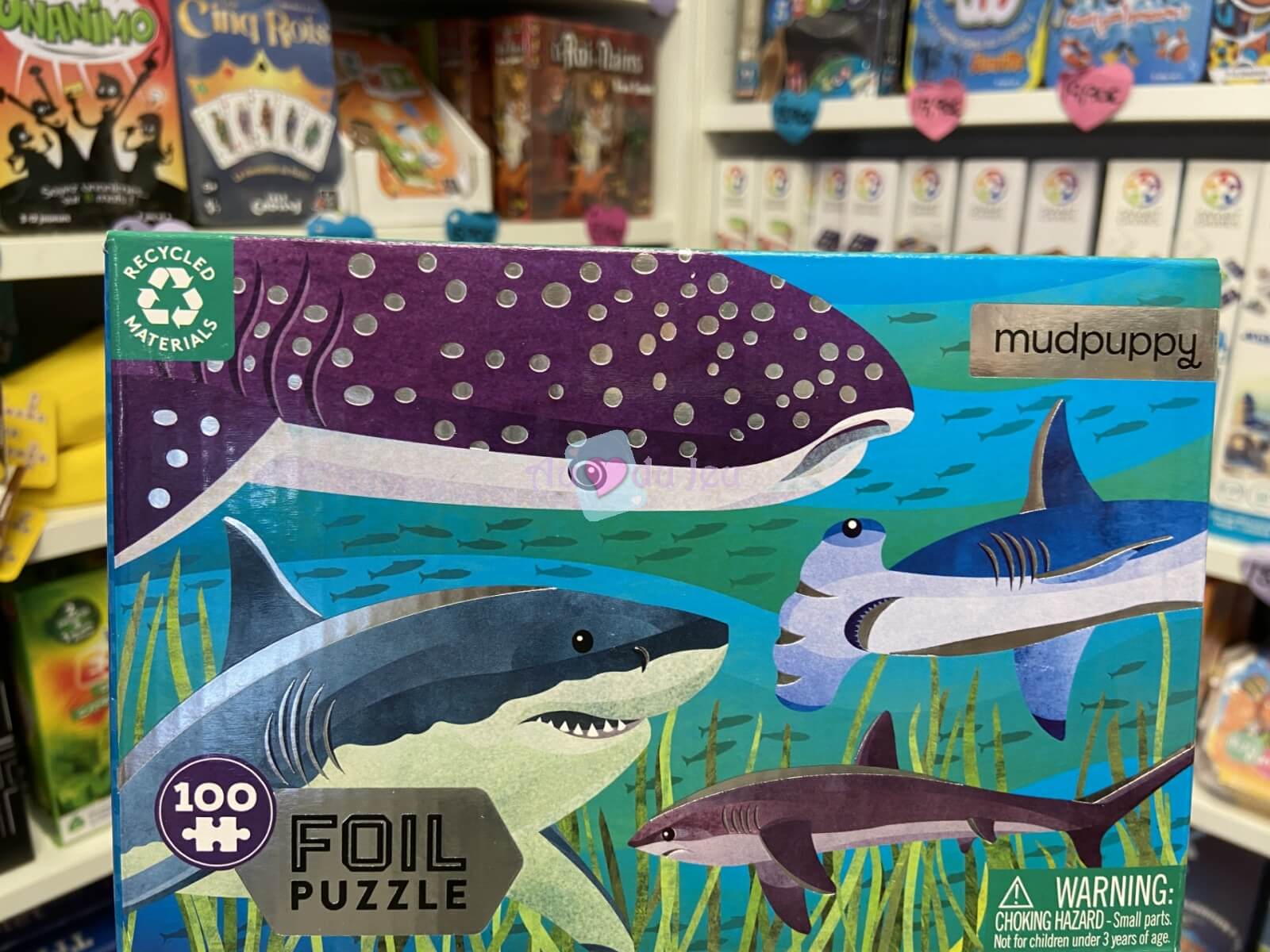 Puzzle 100 Pièces Foil Aluminium Requins Mudpuppy