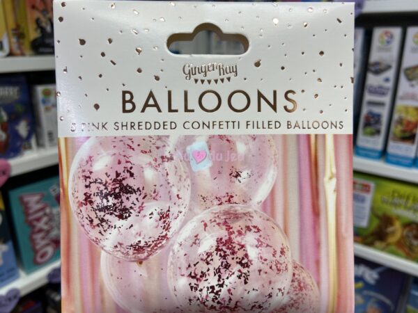 5 ballons confetti rose fushia 6134 1
