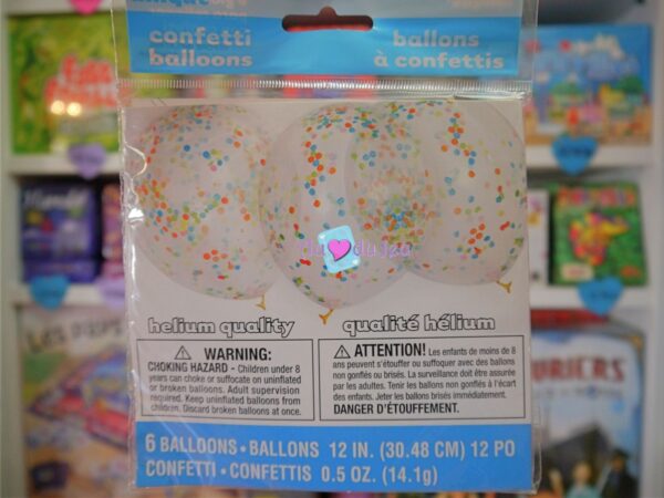 6 ballons confetti multicolores 2815 1 Unique