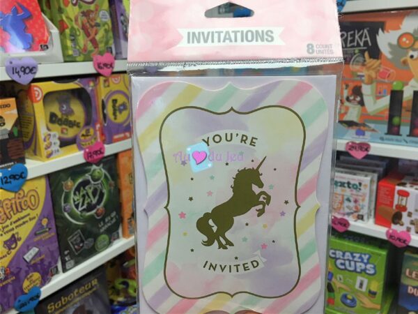 8 cartes invitations licorne doree 3322 1 Creative Converting
