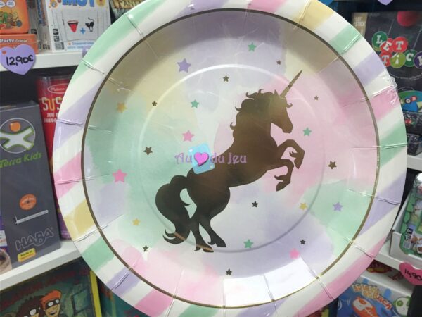 8 Assiettes Licorne Dorée