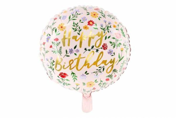 Ballon Happy Birthday Fleurs 35 cm Amscan