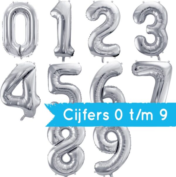Ballon Chiffre 0 - Argente (86 cm) PartyDeco