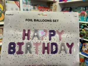 Ballon Lettres Happy Birthday Rose Violet