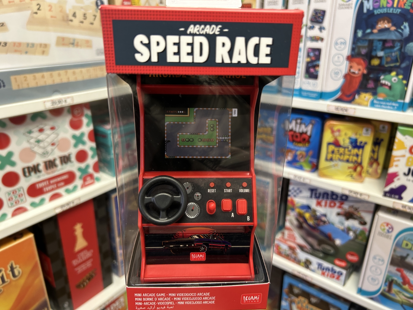 Amusez-vous avec cette mini borde d'arcade speed race de Legami !
