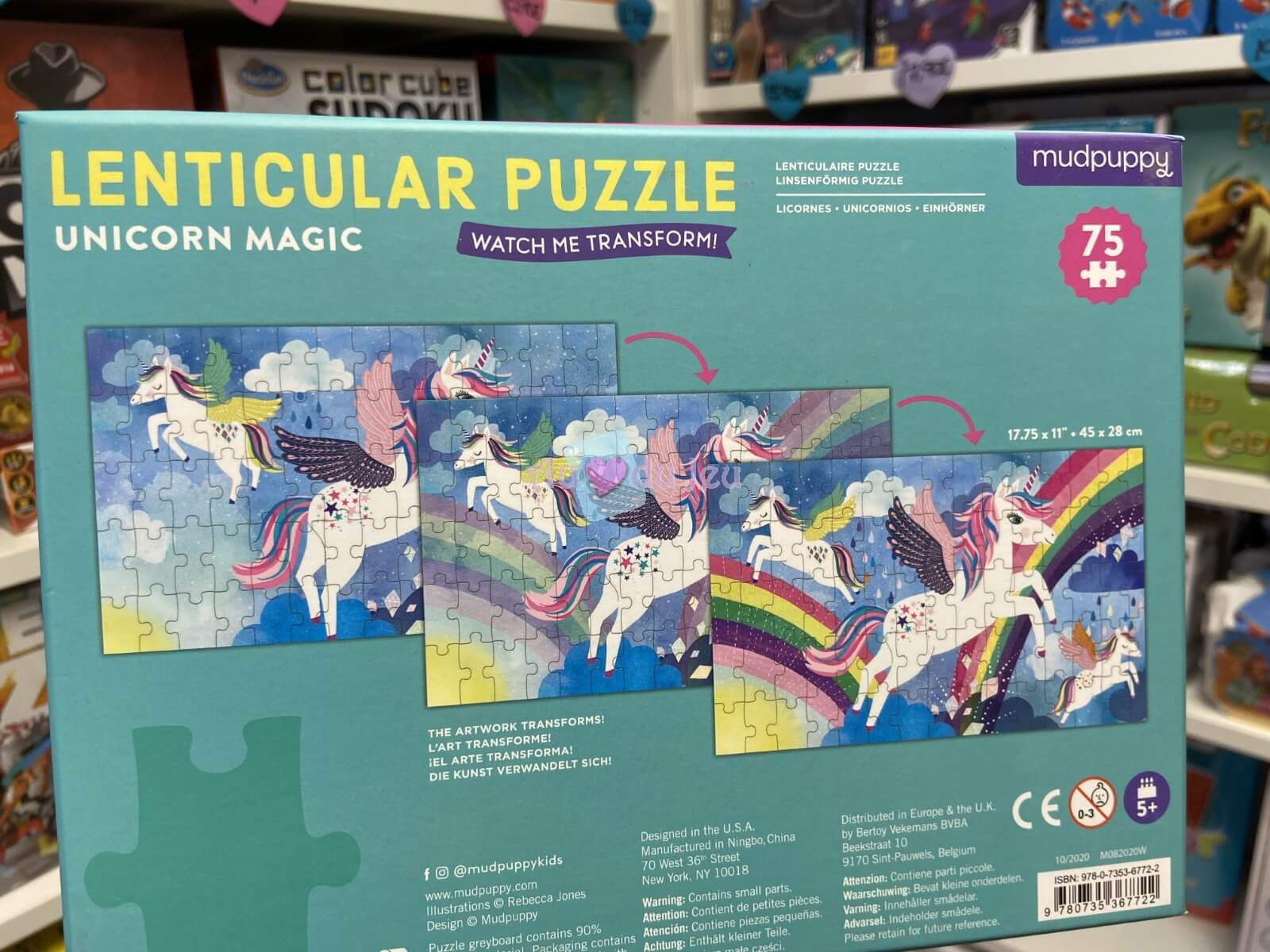 Puzzle Licorne effet lenticulaire - 75 pièces - 45x28 cm