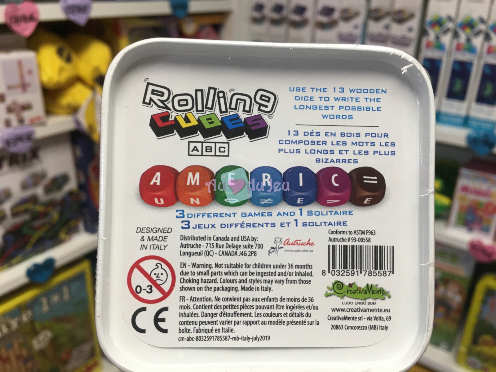 CreativaMente Rolling Cubes - Gioco In Scatola Con 13 Dadi In Legno Per Comporre Parole, Made In Italy, Multicolore